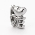 Polished silver LOVE heart spacer bead for DIY jewelry making in stainless steel - LOVE Letter Shape / Steel 5#