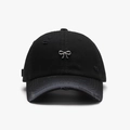 Casquette de baseball en coton noir vieilli avec un nœud en métal argenté tendance - Réglable / Noir