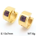 Pendientes de aro dorados minimalistas con circonita morada cuadrada de 13x7mm - Dorado Con Circonita Púrpura(KE118311-TGD)
