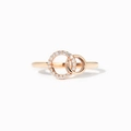 Anillo doble entrelazado de plata s925 oro rosa con brillantes cristales pavimentados - Talla US 6 / Oro rosa