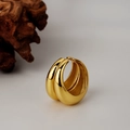 Minimalist double-hoop polished gold earrings in thick rounded geometric design - Open Size 15 (Adjustable 13-17) / 18K Gold