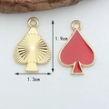 Ciondolo a picche dorato e smalto rosso per gioielli fai-da-te, altezza 1,9 cm - Picche Rosse【1.3CM×1.9CM】
