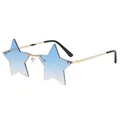 Star-shaped rimless sunglasses with blue gradient lenses and gold metal frame - Gold Frame Gradient Blue Lens