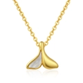 Collier élégant en acier doré avec pendentif queue de poisson en nacre blanche - Style Queue De Sirene En Nacre (No.7)