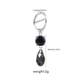 Detailed view of silver stainless steel hoop earring with black zircon drop and dimensions - Black (NR24111601-5)