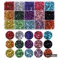7500 pieces of 4mm 15-color flatback resin rhinestones in a transparent storage box - BKHZ-022 (4mm-7500pcs)