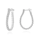 Polished S925 sterling silver teardrop earrings with sparkling cubic zirconia stones - Silver Pear-shaped Pave Earrings (SE395-P)
