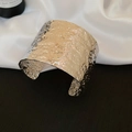 Detail showing the hammered texture and silver finish of this wide cuff bracelet - Wrinkled Texture Style (4#) / Silver
