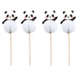 Disposable bamboo panda food picks with white honeycomb ball decorations, 50-pack - Panda Picks