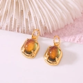 14K gold plated oval pendants with gradient tourmaline colors for DIY jewelry making - 14K Gold Oval Orange