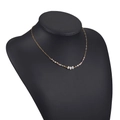 Bohemian gold paperclip chain necklace with white pearls and pastel beads detail - Gold Paperclip Chain with Three Pearls