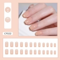 Glossy nude pink square press-on nails set with 24 pieces in a clean layout - CF022 Nude Pink Square (Glue Type)