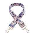 Bandoulière réglable avec fleurs bleu violet et crochets métalliques dorés - Motif Floral Bleu Violet 105 (Boucle Dorée)