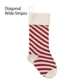 Knitted Christmas stocking with classic red and white diagonal wide stripes and hanging loop - Ivory Top/Burgundy Wide Diagonal Stripes
