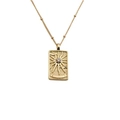 Collana con ciondolo a sole placcato oro e gemma centrale su catena minimalista - 00997GZ-Dio del sole / Catena a Perline da 40+5CM
