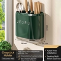 Dark green double compartment utensil holder in thickened ABS with removable tray - Standard Wall/Countertop Dual Use / Dark Green