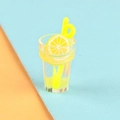 Miniature lemon drink model with yellow fruit slice and straw for DIY crafts - Lemon