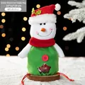 Green snowman Christmas gift bag for candy and apples, 15x12x19 cm plush felt pouch - Snowman Apple Bag C