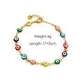 Bracelet œil porte-bonheur en émail coloré et acier inoxydable doré avec chaîne réglable - 4070 Bracelet