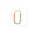 18K gold plated copper oval pendant with colorful zircon stones measuring 20x11mm - P00962-Colorful Zirconia Oval