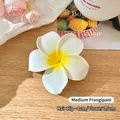 Pince à cheveux fleur de frangipanier blanche et jaune 7cm avec base de 4cm pour femme - 2# Pince Plumeria-Moyenne 7.5cm