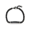 Bracciale nero in acciaio inossidabile con catena a scatola e placca rettangolare - Barra Curva Catena Box / Nero