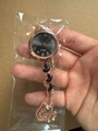 Elegant rose gold women's watch with black dial and stone-studded chain bracelet - Black
