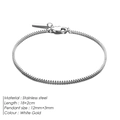 White Gold stainless steel box chain bracelet for men with 18+2cm length dimensions - 18+2cm / White Gold