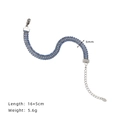 Three-row blue rhinestone bracelet in polished silver stainless steel for women - 6mm/16+5cm / Blue