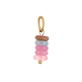 Close-up of a colorful multi-stone bead pendant with a gold-plated stainless steel ring - ZP44827B7 / Multi-color