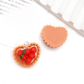 Creative heart-shaped strawberry tart resin pendant for DIY jewelry and keychains - Strawberry Cream Cake