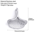 Silver stainless steel ginkgo leaf pendant with detailed size and weight specs - Silver Tone Ginkgo Leaf (S5)