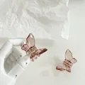 Two transparent brown butterfly hair clips in mini size with a glossy finish - 79 Small Coffee (1pc)