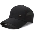 Casquette de baseball noire d'été pour hommes avec maille respirante et plaque en métal - Réglable / Noir