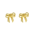Elegant 18k gold plated ribbon bow stud earrings for women with a polished metallic finish - Minimalist Bow Knot Style (FE240307)