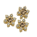 Golden 13mm flower-shaped rhinestone button featuring champagne and white crystals - Champagne Rhinestone