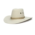 Detail of cream western cowboy hat featuring gold braided rope and ventilation eyelets - One Size / Beige