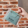 Transparent PVC fairy jelly bag with mint green pouch and gold cat-ear handle - Blue