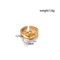 Adjustable golden double heart ring in titanium steel with polished finish, 1.8g weight - Double Heart Open Ring / Gold