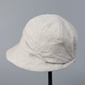 Macro detail of breathable linen texture and layered ribbon on beige sun bucket hat - M (56-58cm) / Beige