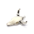 Resin bull head pendant with silver plated edges and metallic loop for DIY jewelry - Silver Frame Matte White Bull Head Style (6)