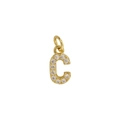 Classic 18k gold plated brass pendant featuring letter C with sparkling zircon inlay - Letter C