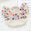 Beige waterproof baby bib with colorful fruit patterns and ruffle wing shoulders - Wings - Colorful Peach / One Size