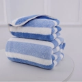 Asciugamani in peluche a righe blu e bianche assorbenti con bordi bianchi rinforzati - Blu