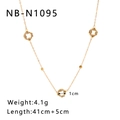 Detailed view of 18K gold plated stainless steel necklace with hollow zircon pendants - Hollow Diamond-Set Circular Style (NB-N1095) / 18K Gold