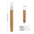 Professional 0.5mm triple head dreadlock crochet needle with bamboo handle tool - 0.5mm Triple Hook