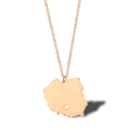 Minimalist Poland map outline necklace in rose gold finish with heart cutout detail - Poland Capital - Rose Gold