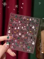 Autocollants d'ongles de Noël avec motifs renne et bonhomme de neige aux accents festifs - Autocollant à Ongles de Noël Aha-072