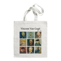 White canvas tote bag featuring nine classic Van Gogh self-portraits in a grid layout - 9 Self-Portraits Grid