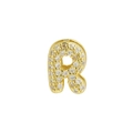 Golden heart-shaped letter R charm pendant with sparkling micro-paved cubic zirconia - Letter R / Gold